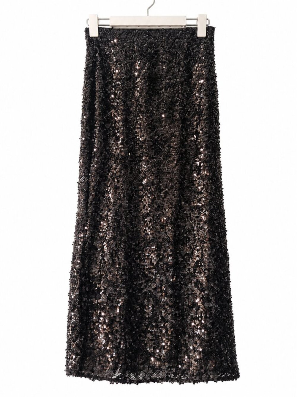 NWT H&M Black Sequin Metallic Lined Maxi Skirt Holiday Party Glam S